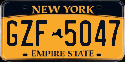NY license plate GZF5047