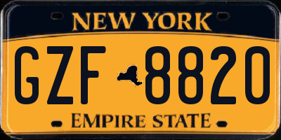 NY license plate GZF8820