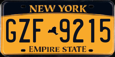 NY license plate GZF9215