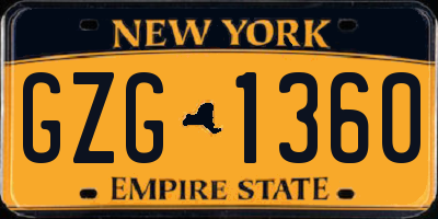 NY license plate GZG1360