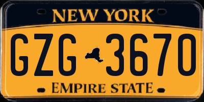 NY license plate GZG3670