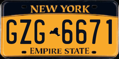 NY license plate GZG6671