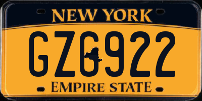 NY license plate GZG922