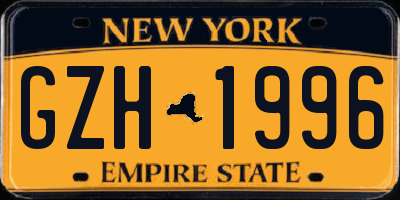 NY license plate GZH1996
