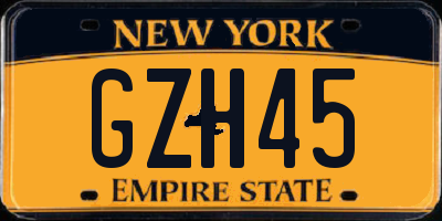 NY license plate GZH45