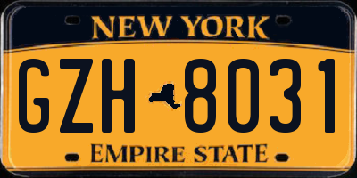 NY license plate GZH8031