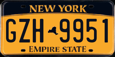 NY license plate GZH9951