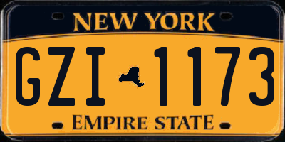 NY license plate GZI1173