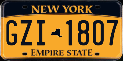 NY license plate GZI1807