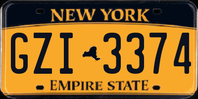 NY license plate GZI3374