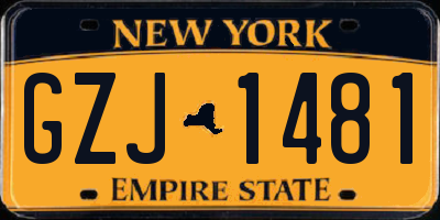 NY license plate GZJ1481