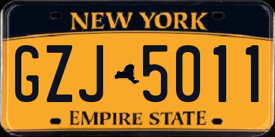 NY license plate GZJ5011