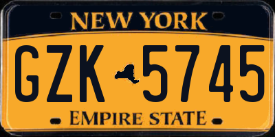 NY license plate GZK5745