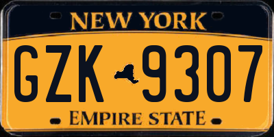 NY license plate GZK9307
