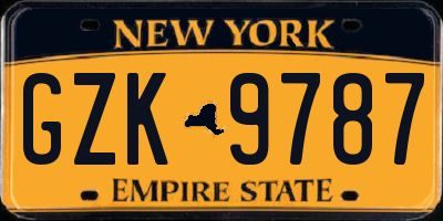 NY license plate GZK9787