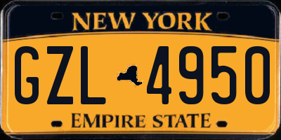 NY license plate GZL4950