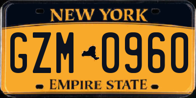 NY license plate GZM0960