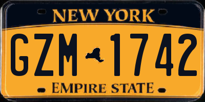 NY license plate GZM1742