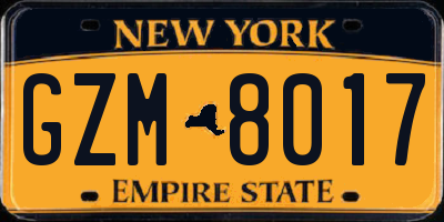 NY license plate GZM8017