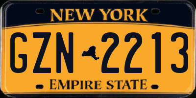 NY license plate GZN2213