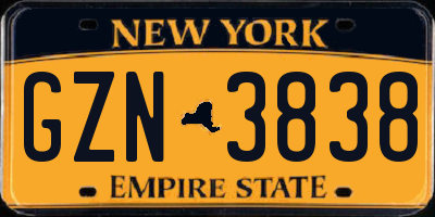 NY license plate GZN3838