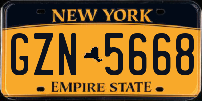 NY license plate GZN5668