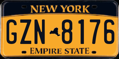 NY license plate GZN8176