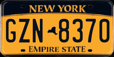 NY license plate GZN8370