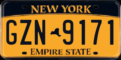 NY license plate GZN9171