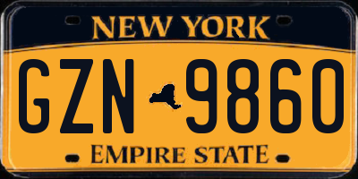 NY license plate GZN9860