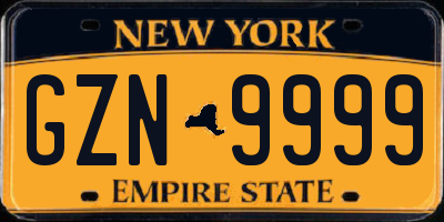 NY license plate GZN9999