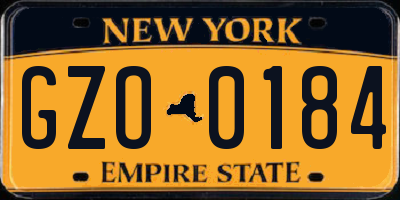 NY license plate GZO0184