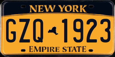 NY license plate GZQ1923