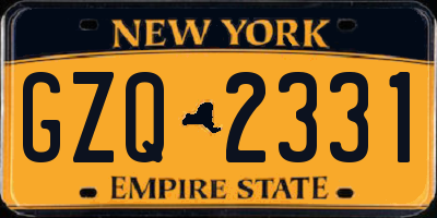 NY license plate GZQ2331
