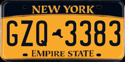 NY license plate GZQ3383