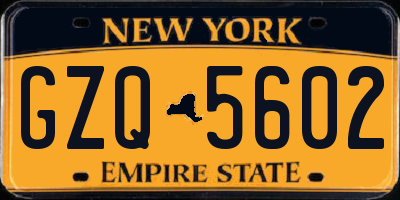 NY license plate GZQ5602