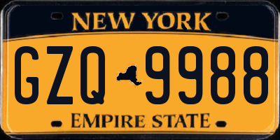 NY license plate GZQ9988