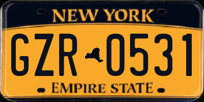 NY license plate GZR0531