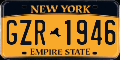 NY license plate GZR1946