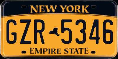 NY license plate GZR5346