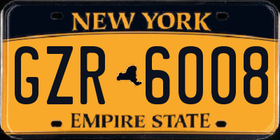 NY license plate GZR6008