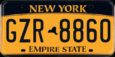 NY license plate GZR8860
