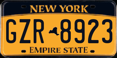 NY license plate GZR8923