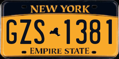 NY license plate GZS1381