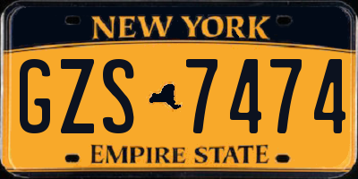NY license plate GZS7474