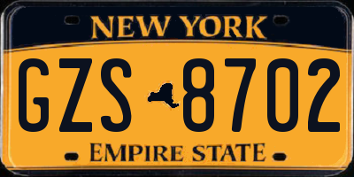 NY license plate GZS8702