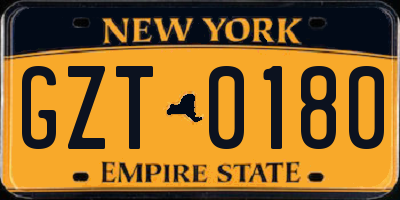 NY license plate GZT0180