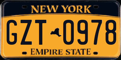 NY license plate GZT0978