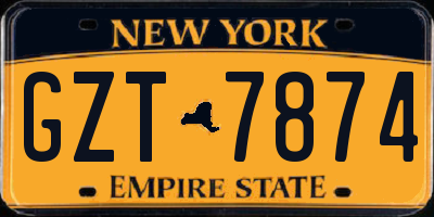 NY license plate GZT7874