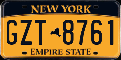 NY license plate GZT8761